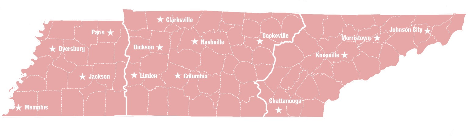 West Tennessee County Map 9165