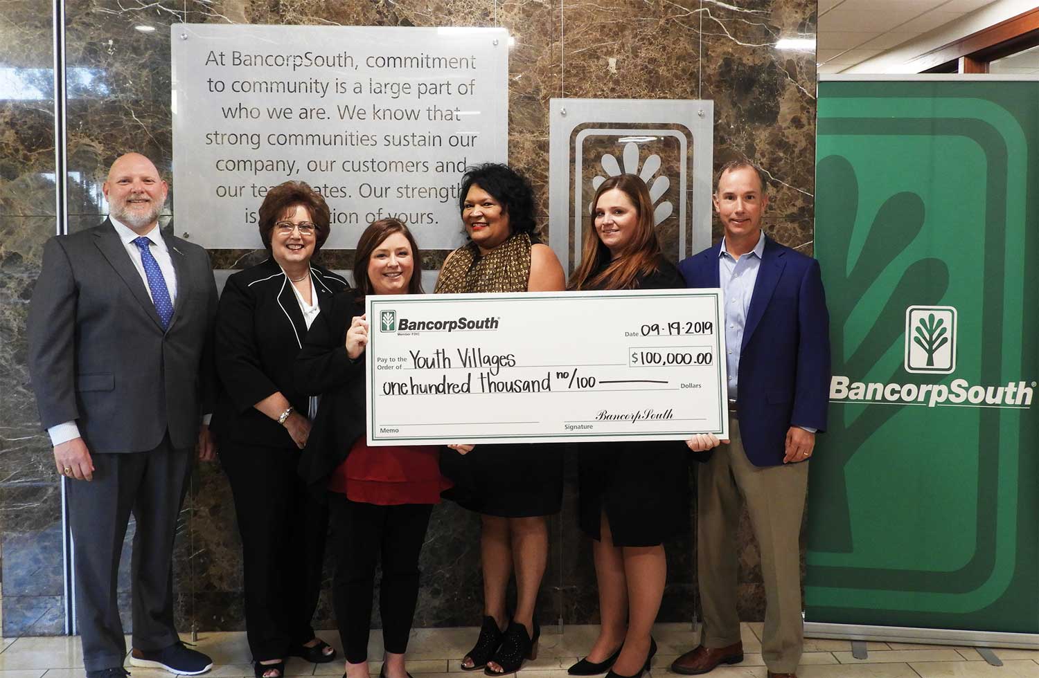 BancorpSouth contributes $100,000 to Youth Villages