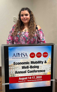 Amber speaking at the Economic Mobility & Well-Being Conference
