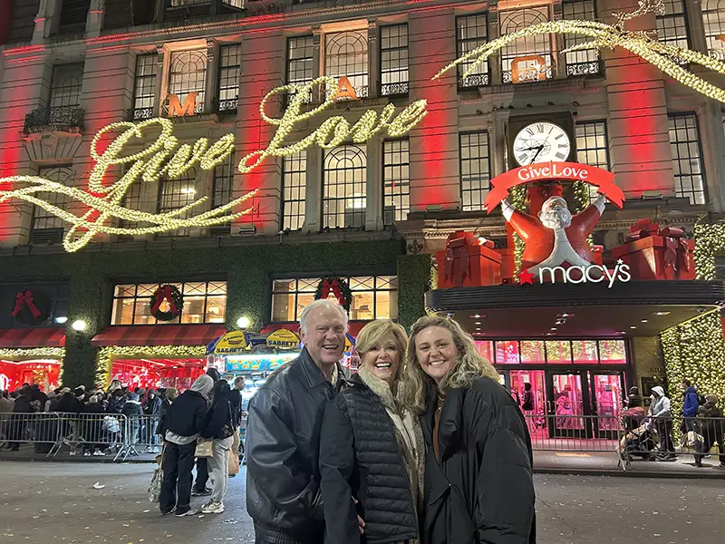 Candler family - 02 Candler family in front of Macy's store during Christmas
