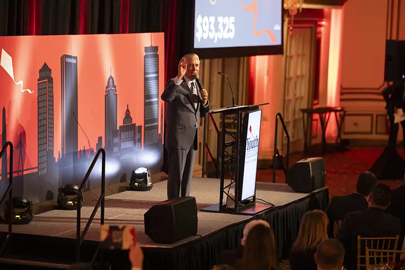 Red_Kite_Nite_2025_02 Host Billy Costa, from KISS 108, addressing the crowd during Fund a Future