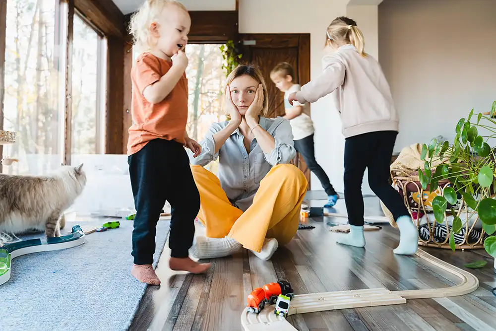 mother of two young children during the holidays